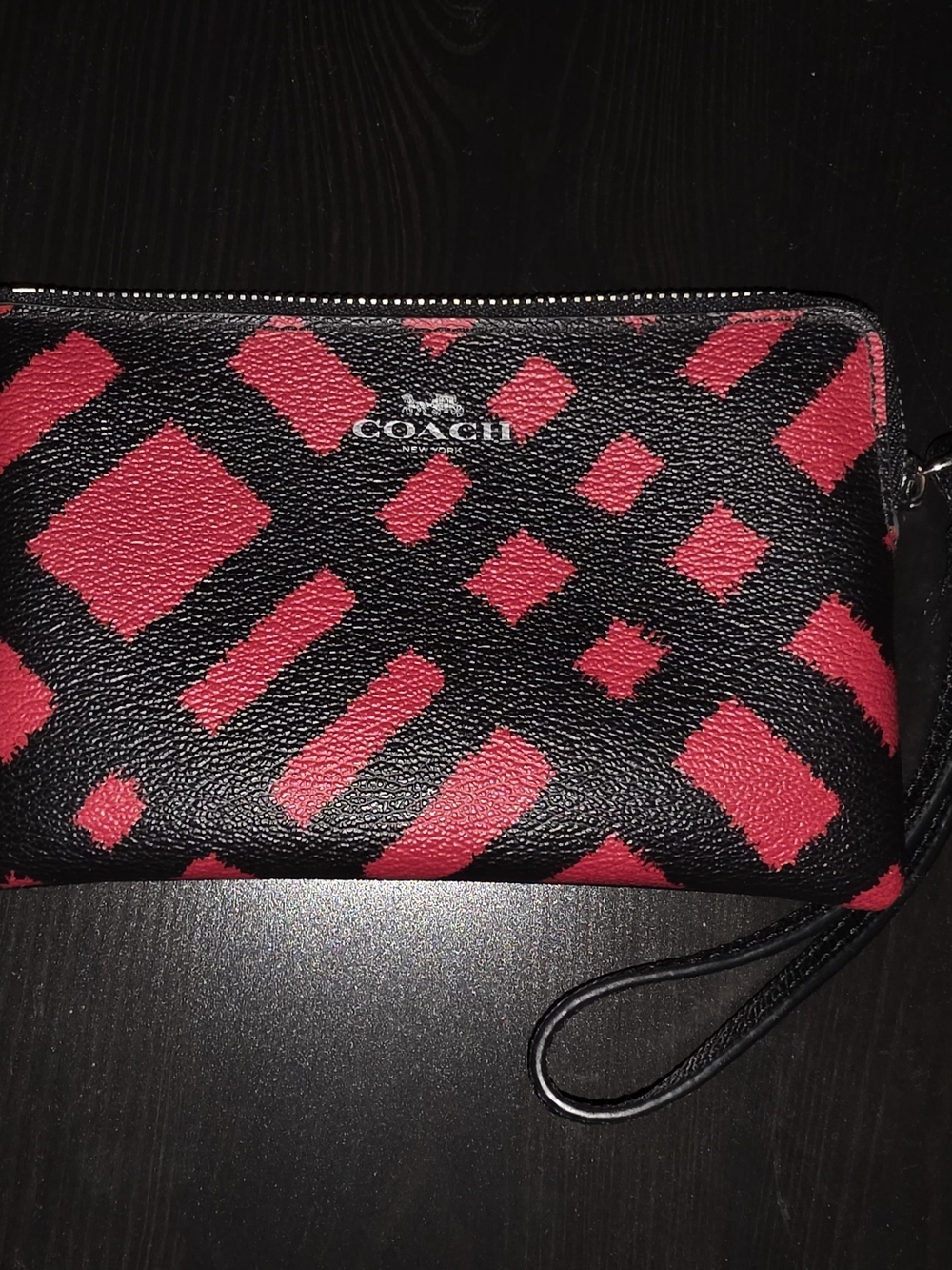 Coach Black and Red Signature Wristlet Pouch - Picture 2 of 4